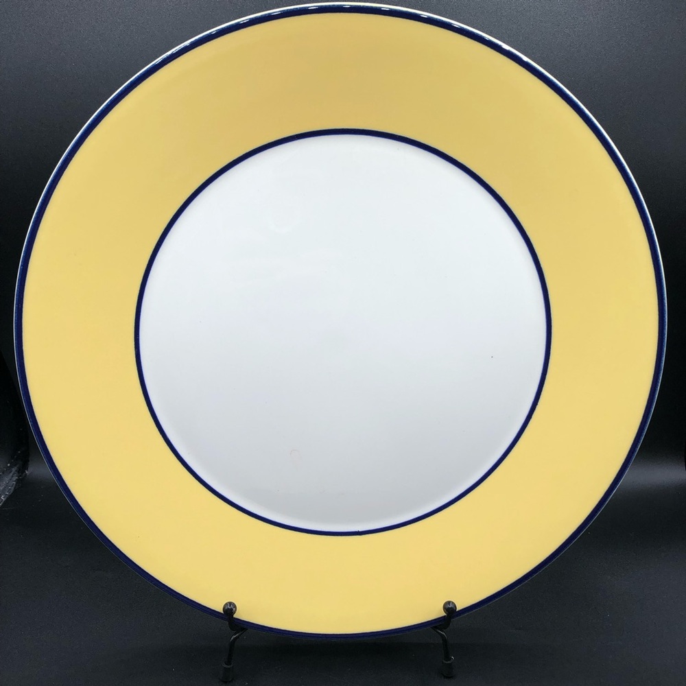 NEW Pagnossin Treviso Spa Yellow & White w/ Blue Trim Platter or Chop Plate 12”